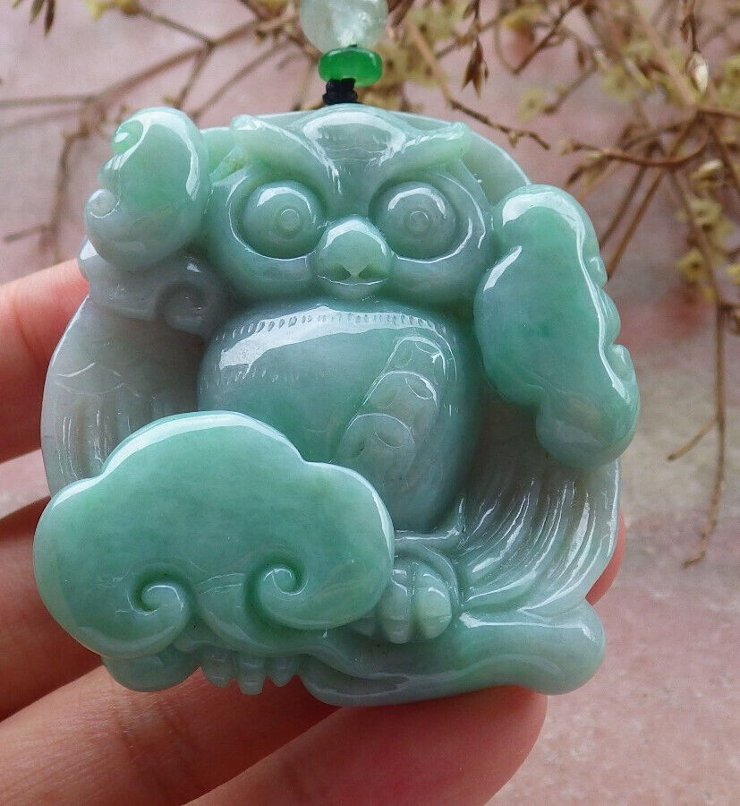 Atestita Verda Birmo 100% Natura A Jadejadeito Penda Strigo Ruyi-Koliero 猫头鹰 632560 TN