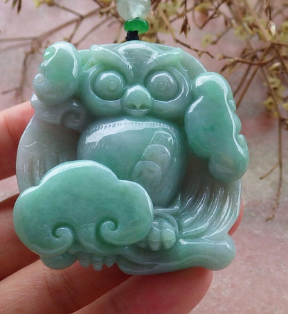 Atestita Verda Birmo 100% Natura A Jadejadeito Penda Strigo Ruyi-Koliero 猫头鹰 632560 TN