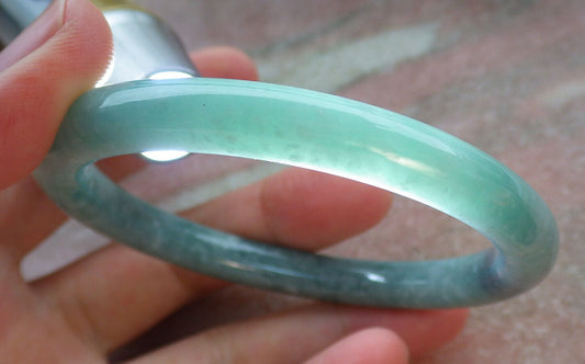 Certified Green Burma 100% Natural A JADE Jadeite Circle Bangle Bracelet 56 mm 手镯 636798  TN