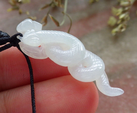 Certified Icy Pale Green Burma 100% Natural A Jade jadeite pendant Snake Money Coin Ruyi Necklace 招财蛇 573884 TN
