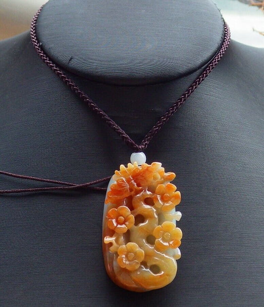 Certified Red Burma Natural A Jade jadeite Pendant Butterfly Flower 蝴蝶 526078  TN