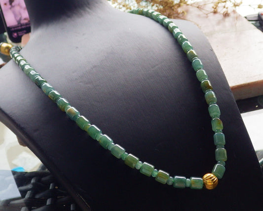 Certified Icy Yellow 100% A JADE Jadeite Beads Circle Necklace 25 inches 617558 TN