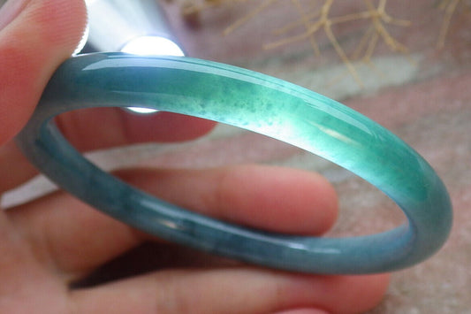 Certified Icy Green Burma 100% Natural A JADE Jadeite Circle Bangle Bracelet 57 mm 手镯 636628  TN