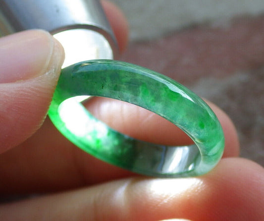 Certified Icy Green Burma 100% Natural A JADE Jadeite Circle RING USA. 7 戒指 635817  TN