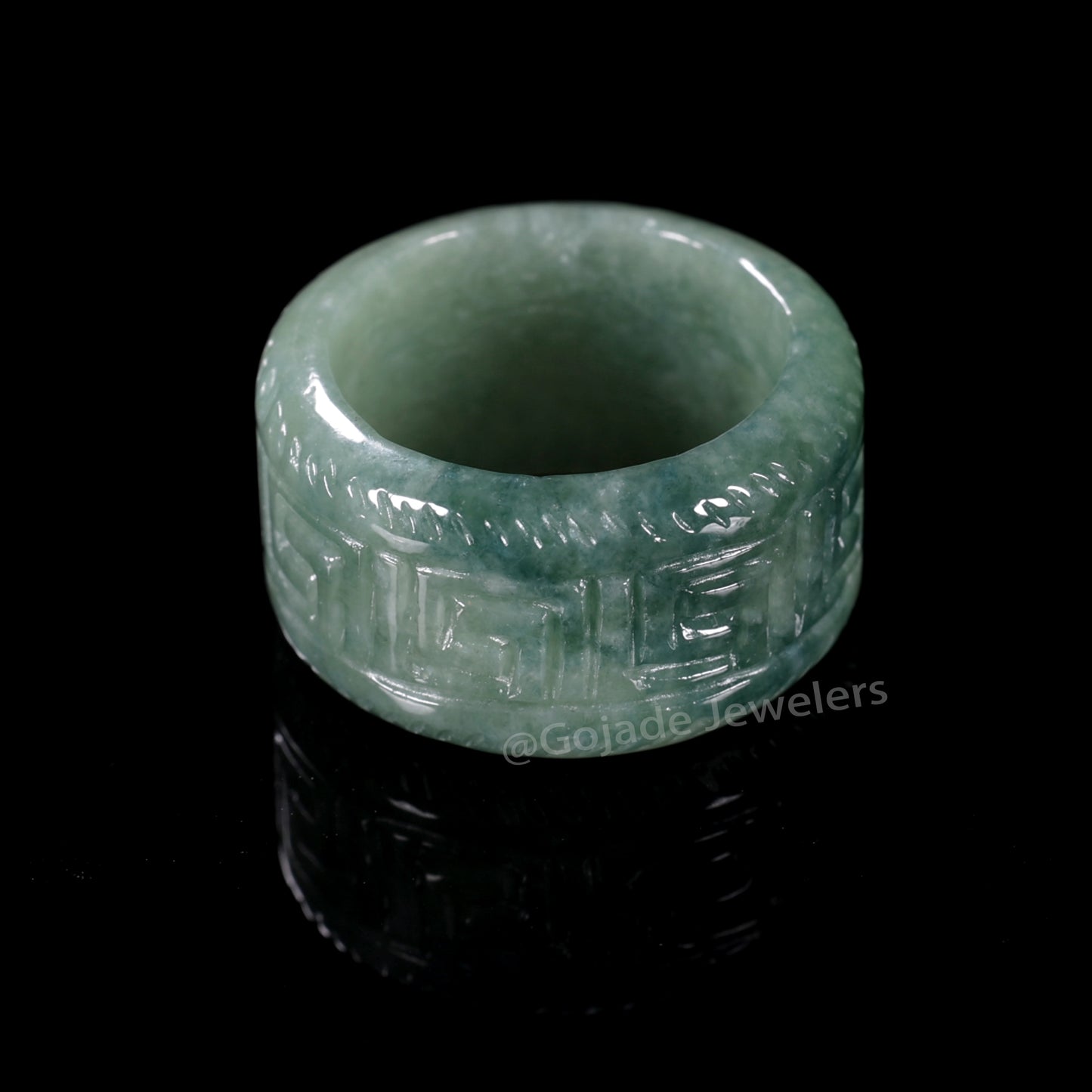 Certified Icy Green 100% Natural A JADE Jadeite Circle RING Givenchy Ring