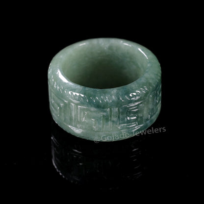Certified Icy Green 100% Natural A JADE Jadeite Circle RING Givenchy Ring