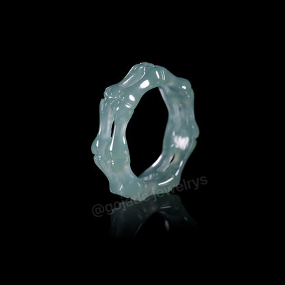 Certified Icy Blue Bone Burma 100% Natural A JADE Jadeite Circle RING 戒指 100002