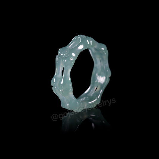 Certified Icy Blue Bone Burma 100% Natural A JADE Jadeite Circle RING 戒指 100002