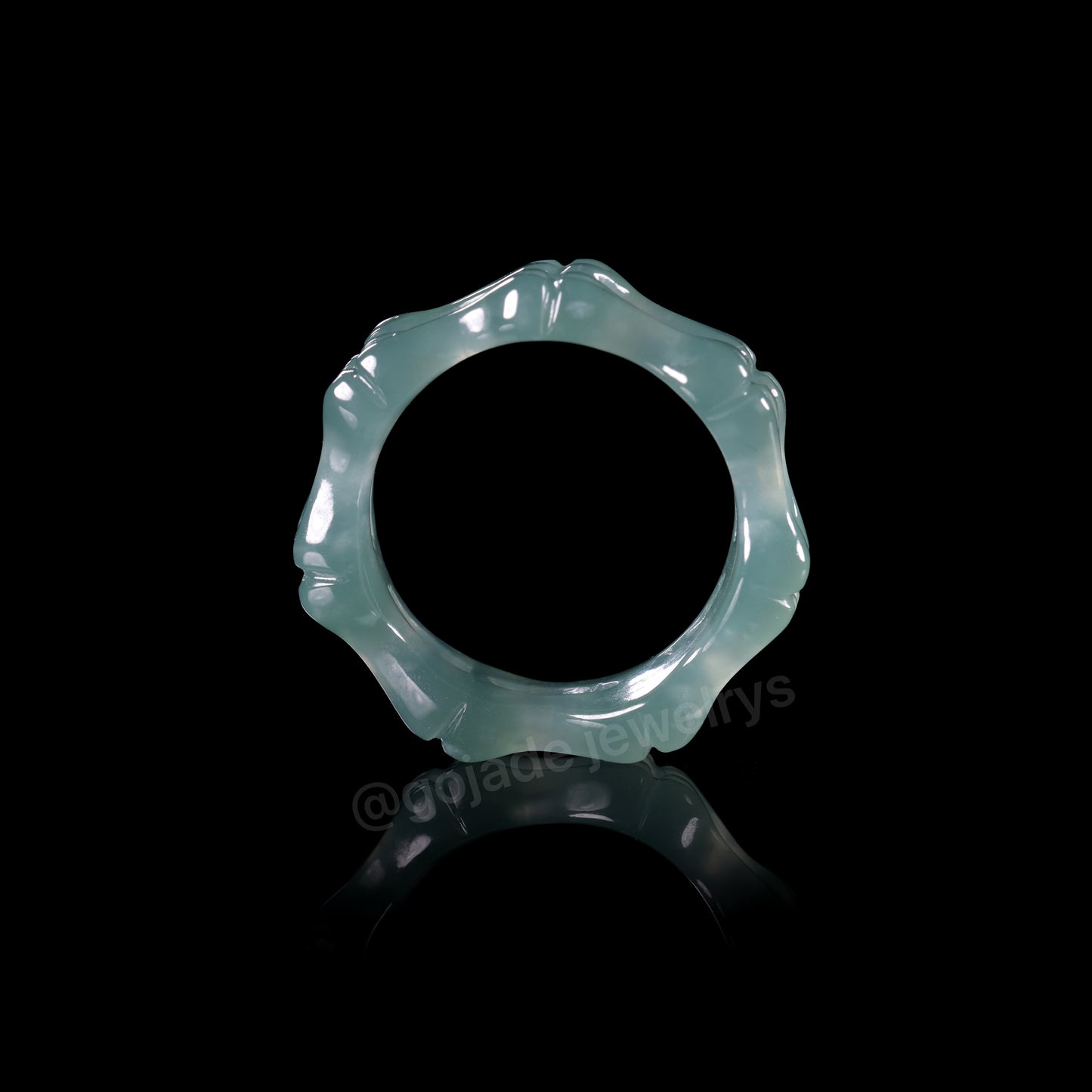 Certified Icy Blue Bone Burma 100% Natural A JADE Jadeite Circle RING 戒指 100002