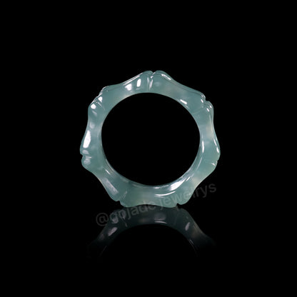 Certified Icy Blue Bone Burma 100% Natural A JADE Jadeite Circle RING 戒指 100002