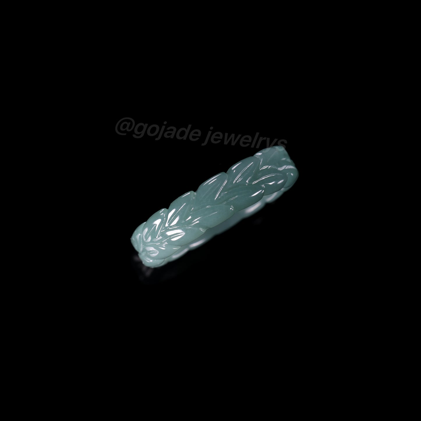 Certified Icy Blue leaf Burma 100% Natural A JADE Jadeite Circle RING 戒指 100003