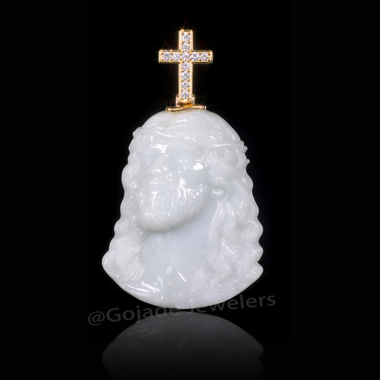 The Jesus Cross Jadeite 100% Natural Burma Jade Jadeite With Certificated (S925 Silver Buckle 18K Gold Plated) a59