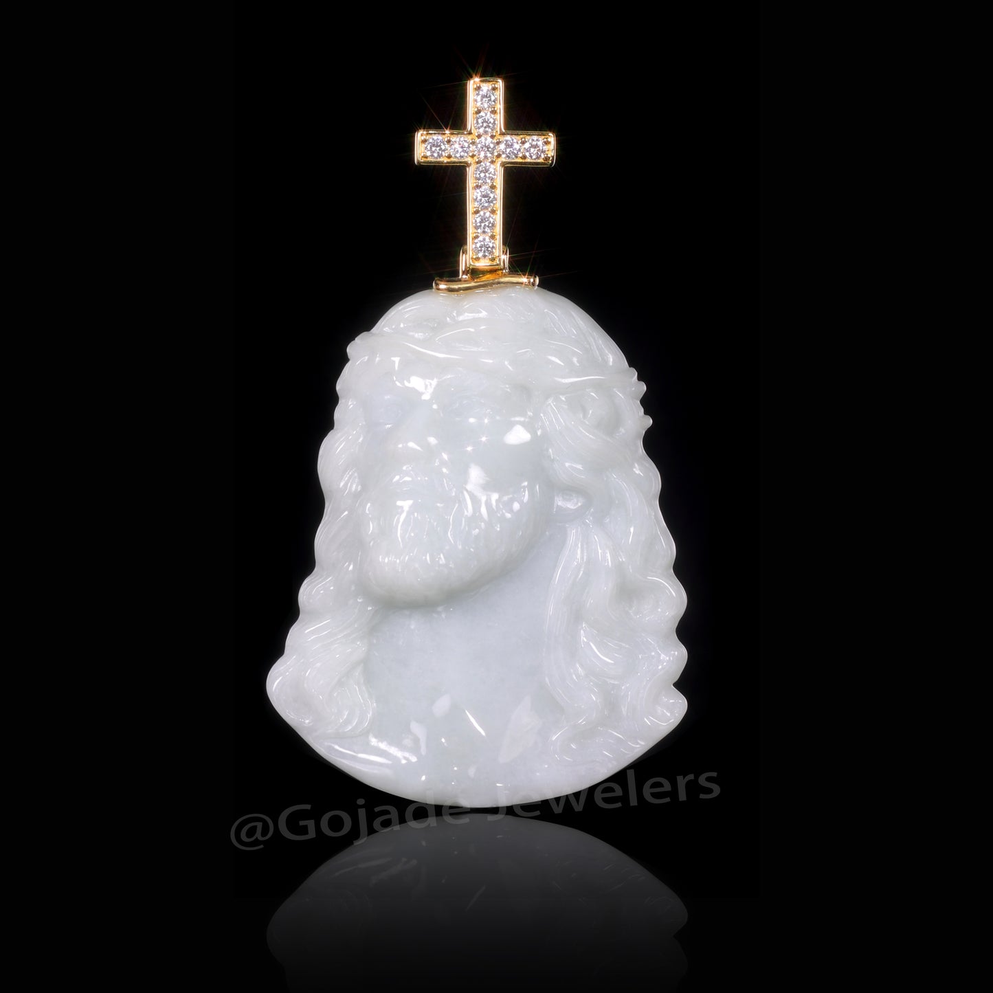 The Jesus Cross Jadeite 100% Natural Burma Jade Jadeite With Certificated (S925 Silver Buckle 18K Gold Plated) a59