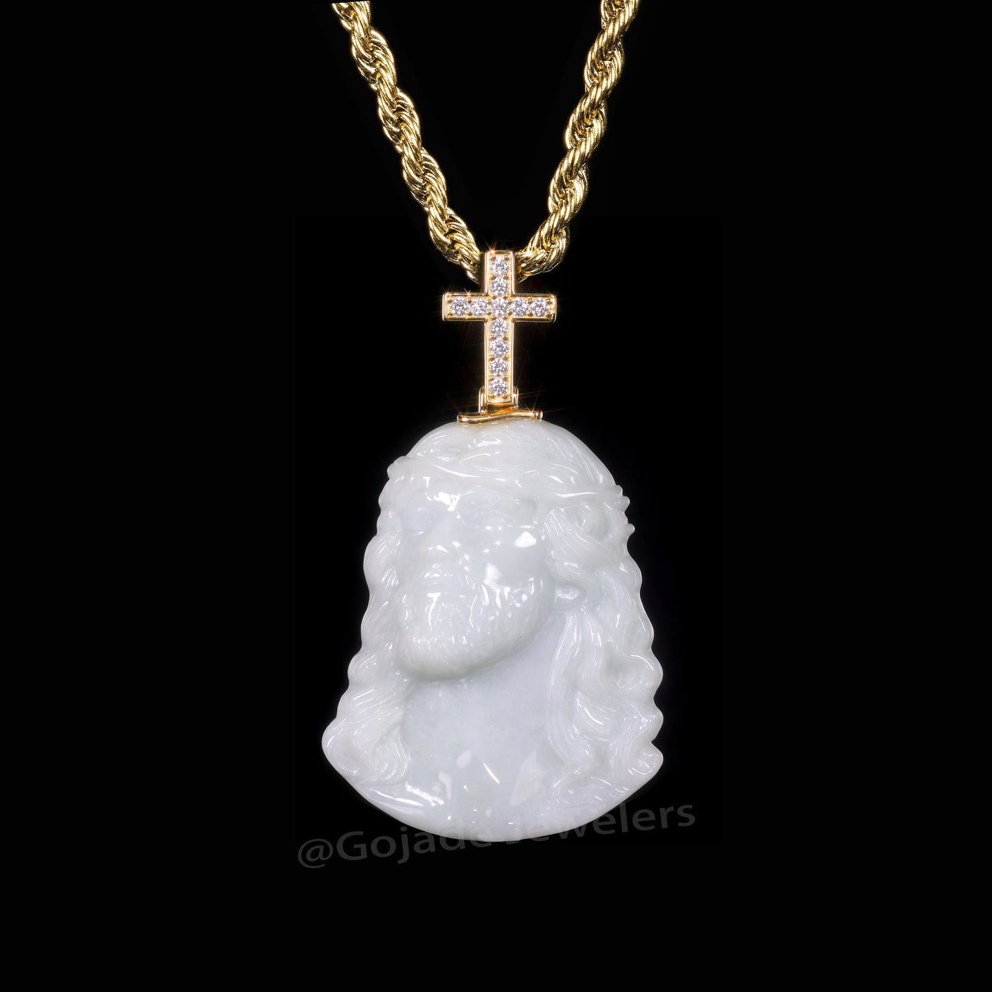 The Jesus Cross Jadeite 100% Natural Burma Jade Jadeite With Certificated (S925 Silver Buckle 18K Gold Plated) a59