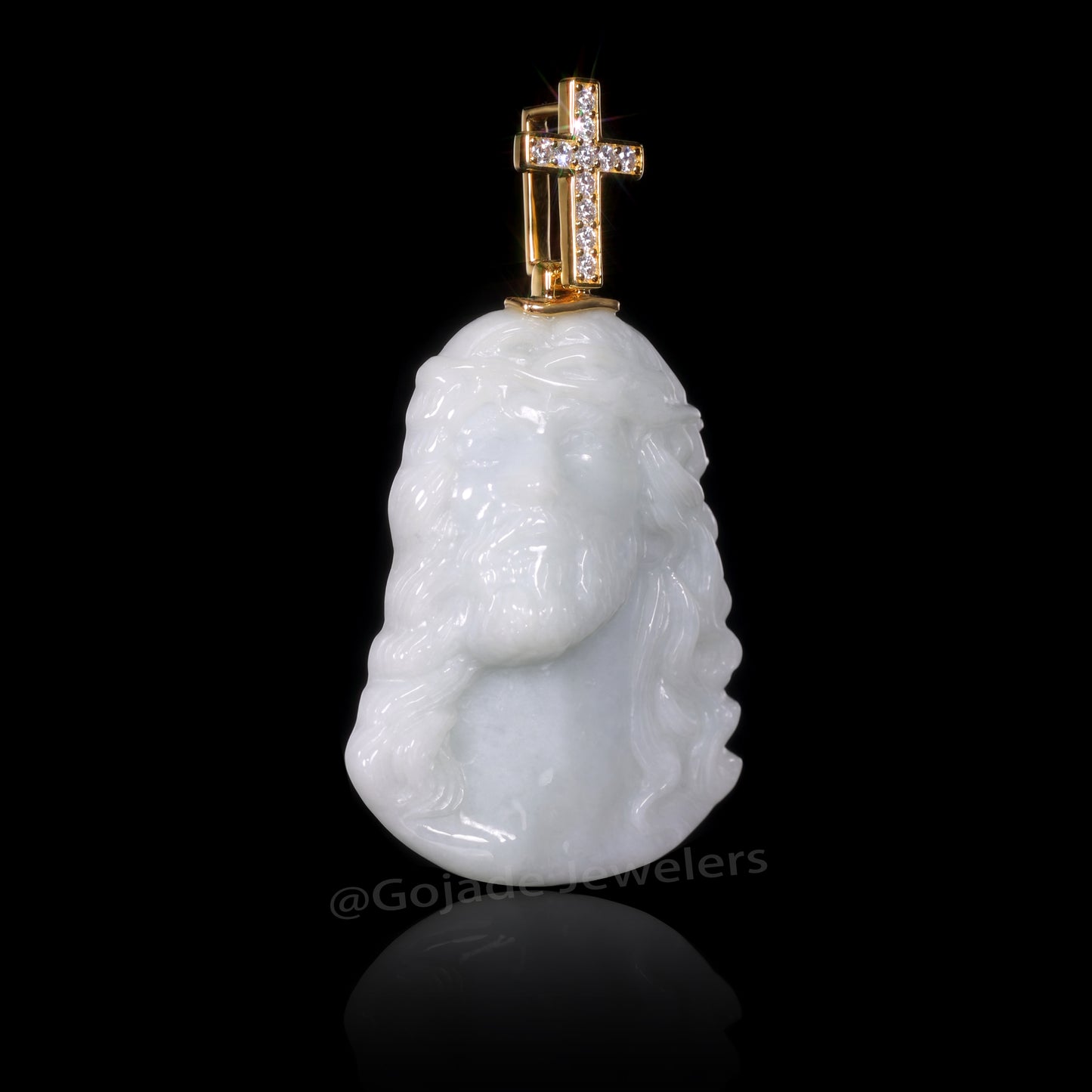 The Jesus Cross Jadeite 100% Natural Burma Jade Jadeite With Certificated (S925 Silver Buckle 18K Gold Plated) a59