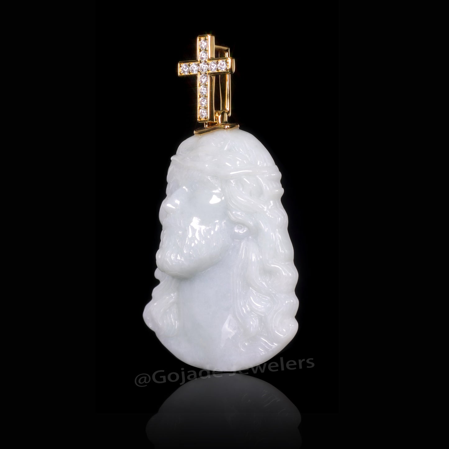 The Jesus Cross Jadeite 100% Natural Burma Jade Jadeite With Certificated (S925 Silver Buckle 18K Gold Plated) a59