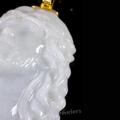 The Jesus Cross Jadeite 100% Natural Burma Jade Jadeite With Certificated (S925 Silver Buckle 18K Gold Plated) a59