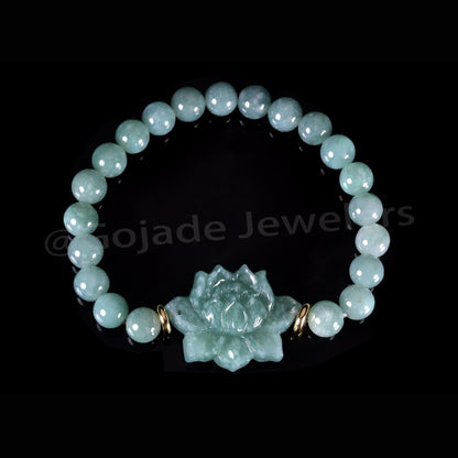 Lotus Bracelet Bracelet 100% Natural Burma Jade Jadeite With Certificated b93