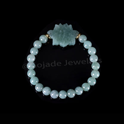 Lotus Bracelet Bracelet 100% Natural Burma Jade Jadeite With Certificated b93