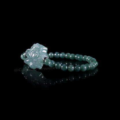 Lotus Bracelet Bracelet 100% Natural Burma Jade Jadeite With Certificated b93