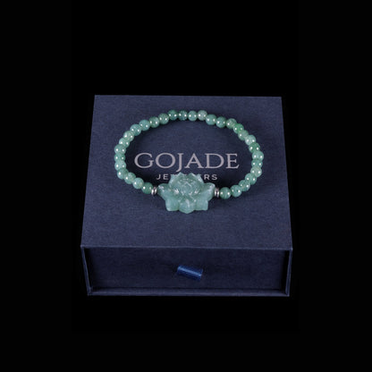 Lotus Bracelet Bracelet 100% Natural Burma Jade Jadeite With Certificated b93