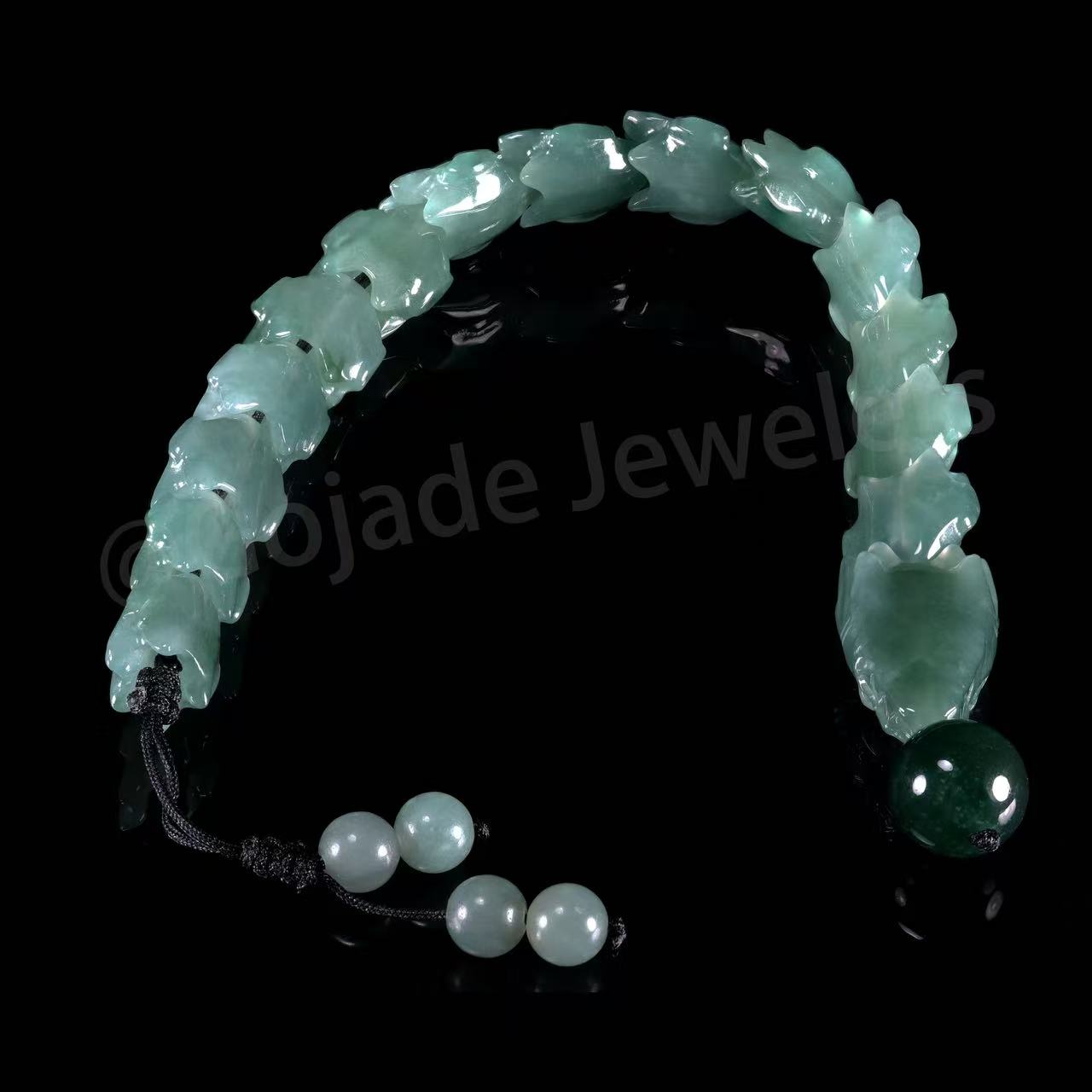 The Dragon Bracelet 100% Natural Blue Bead Jade Jadeite Bracelet With Certificated