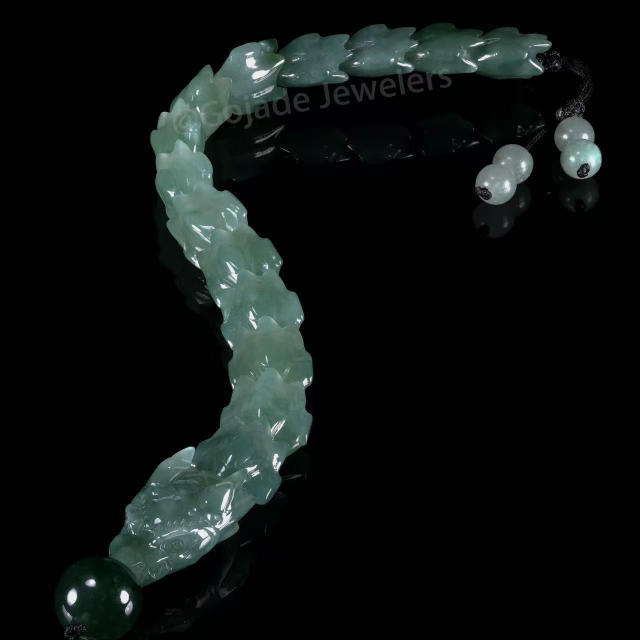 The Dragon Bracelet 100% Natural Blue Bead Jade Jadeite Bracelet With Certificated