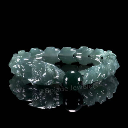 The Dragon Bracelet 100% Natural Blue Bead Jade Jadeite Bracelet With Certificated
