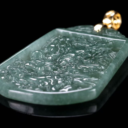 The Dragon Jadeite 100% Natural Burma Jade Jadeite With Certificated (S925 Silver Buckle)