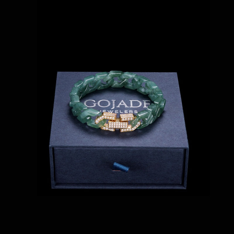 The Hip Hop Jade Rhombus Bracelet (S925 Silver With Mozambique Diamonds)