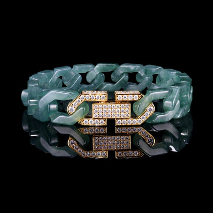 The Hip Hop Jade Rhombus Bracelet (S925 Silver With Mozambique Diamonds)