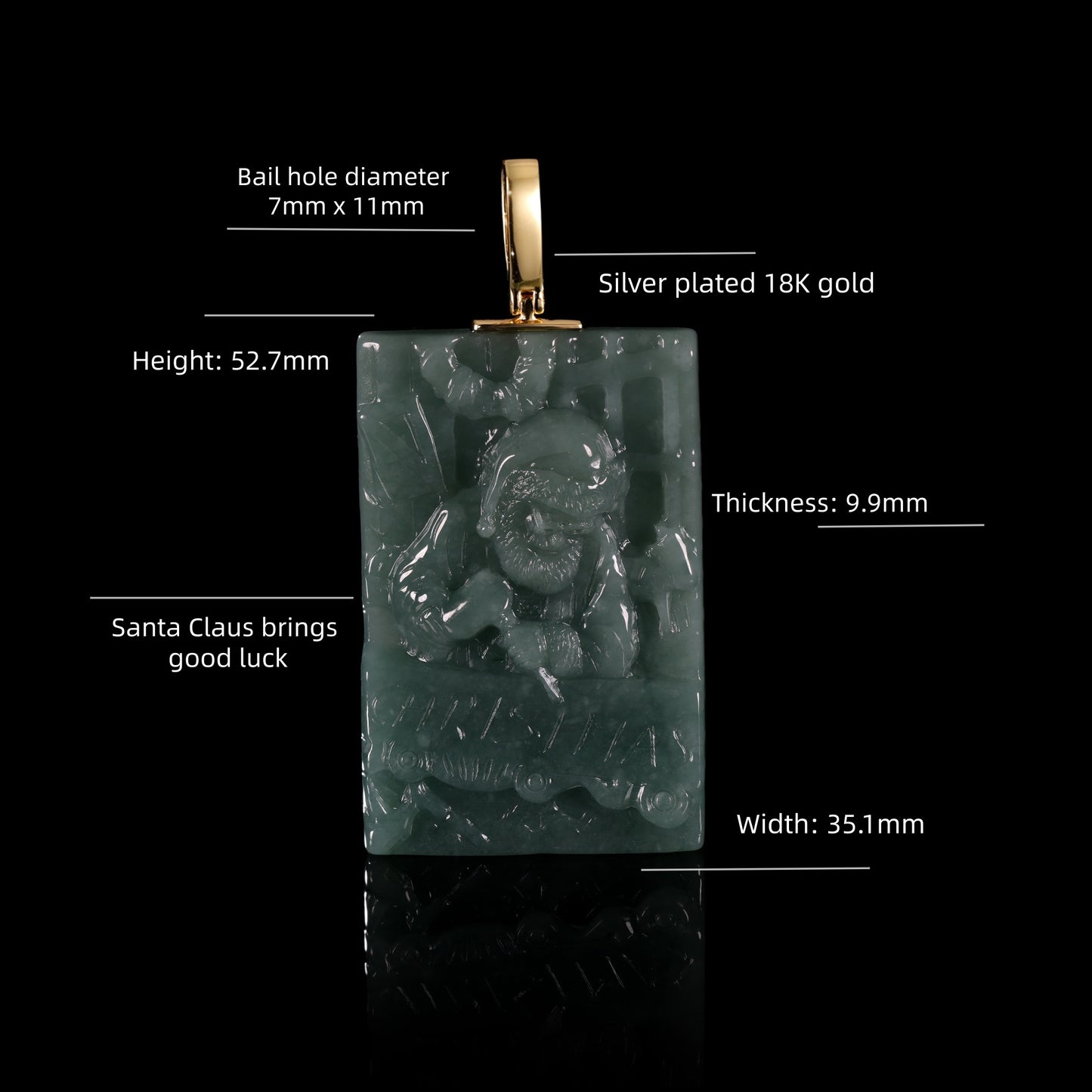 The Christmas Santa Claus Jadeite 100% Natural Burma Jade Jadeite With Certificated (S925 Silver Buckle)