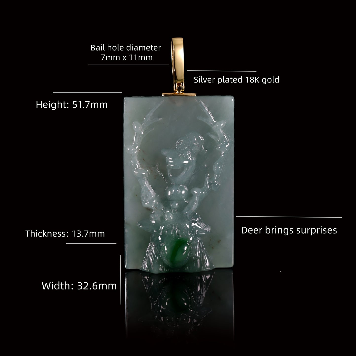 The Frozen Snowman reindeer Jadeite 100% Natural Burma Jade Jadeite With Certificated (S925 Silver Buckle)