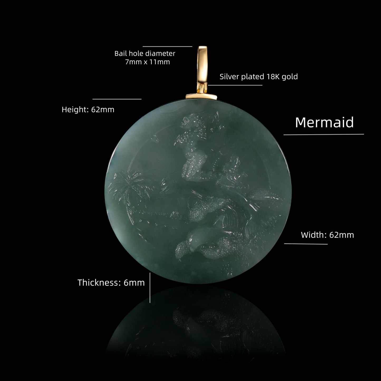 The Mermaid Jadeite 100% Natural Burma Jade Jadeite With Certificated (S925 Silver Buckle)