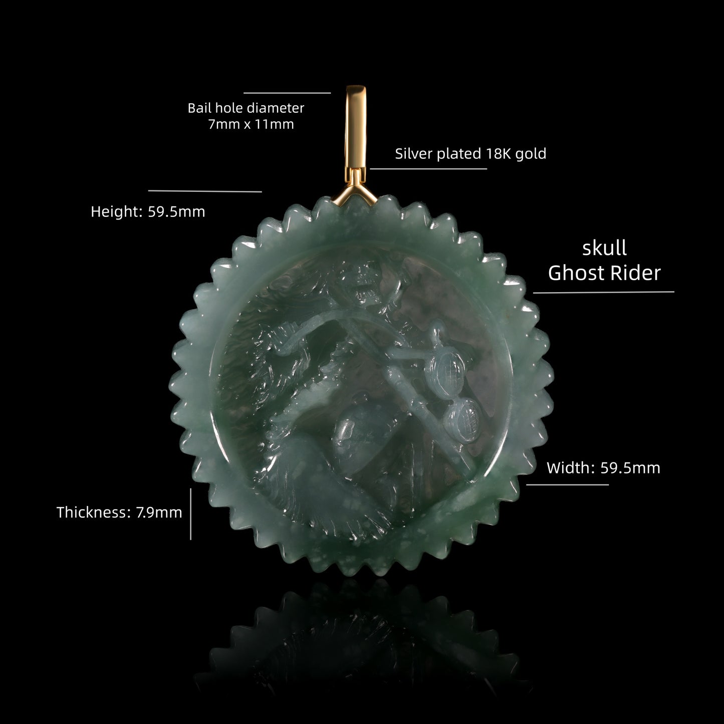 The Ghost Rider Jadeite 100% Natural Burma Jade Jadeite With Certificated (S925 Silver Buckle)