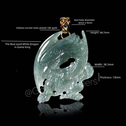 The Blue Eyed White Dragon Jade Jadeite (S925 Silver Buckle)