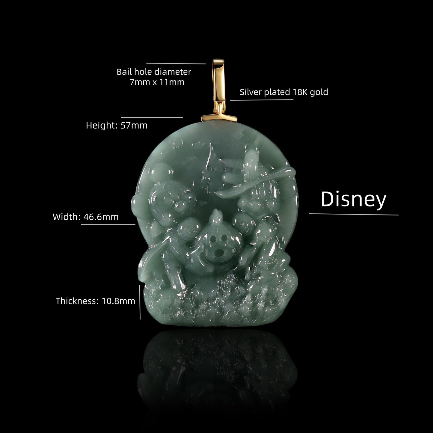 The Mickey Mouse Jadeite 100% Natural Burma Jade Jadeite With Certificated (S925 Silver Buckle)
