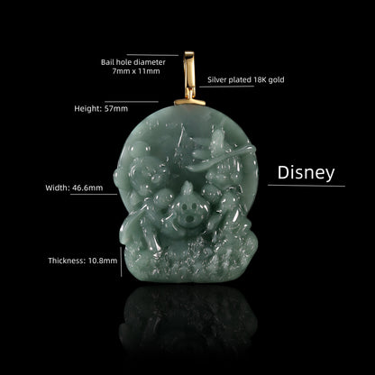 The Mickey Mouse Jadeite 100% Natural Burma Jade Jadeite With Certificated (S925 Silver Buckle)
