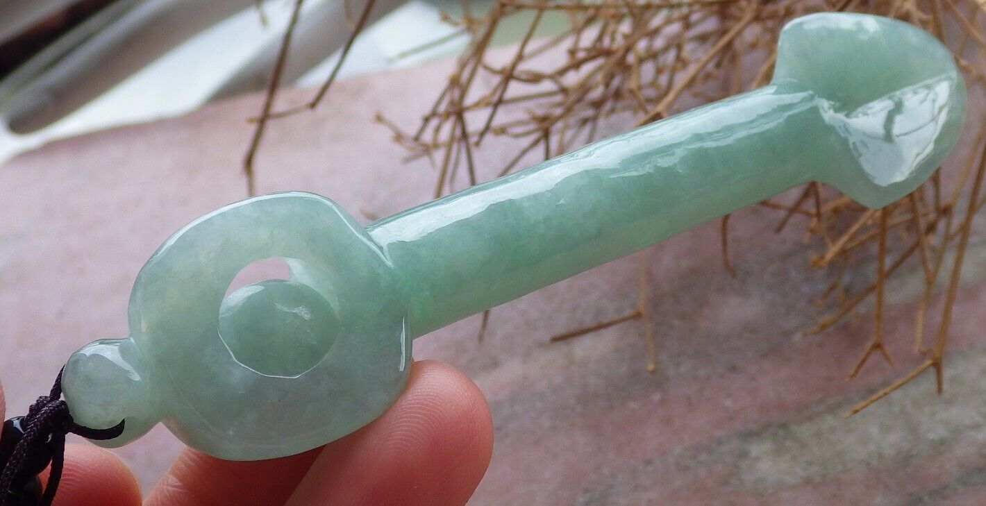 Certified Green 100% Natural A Jade jadeite Pendant Arrow Bead Necklace 箭 520075  TN