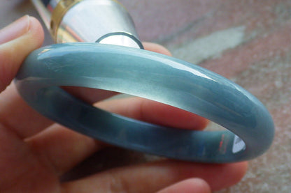 Certified Green Pale Lavender Burma 100% Natural A JADE Jadeite Bangle Bracelet 57 mm 手镯 635952  TN