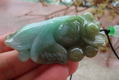 Certified Green Yellow Burma 100% Natural A Jade jadeite pendant Gold Fish Coin Ruyi Necklace 金玉满堂 632577  TN