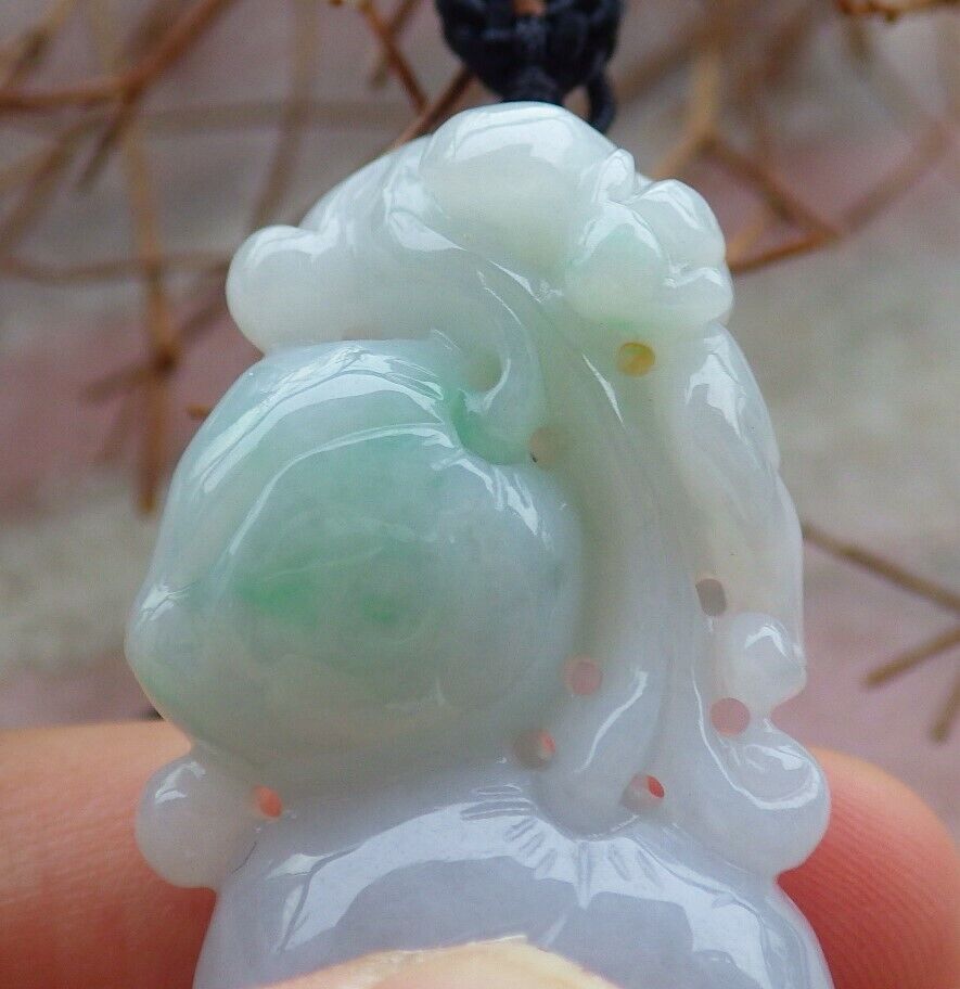 Certified Green 100% Natural A Jade jadeite Pendant Bat Peach Necklace 蝙蝠 528196  TN