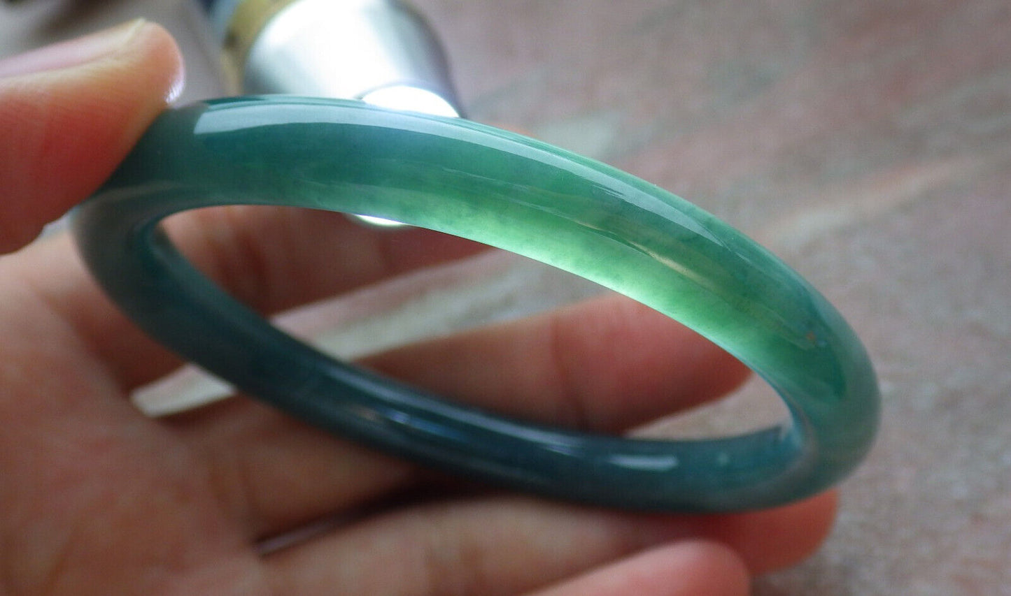 Certified Icy Green Burma 100% Natural A JADE Jadeite Circle Bangle Bracelet 57 mm 手镯 636486  TN
