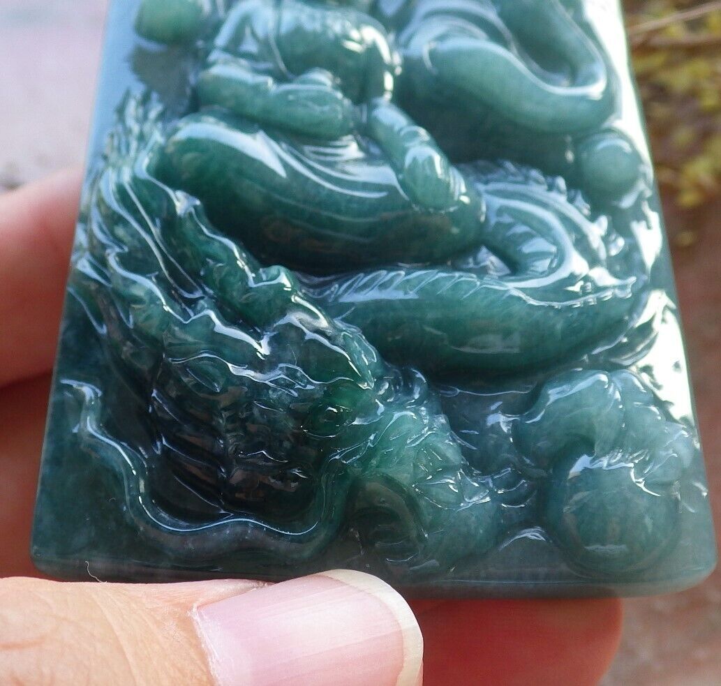 Certified Icy Green Burma 100% Natural A Jade jadeite Pendant Guanyin Kwan Yin Dragon Necklace 观音 574877 TN