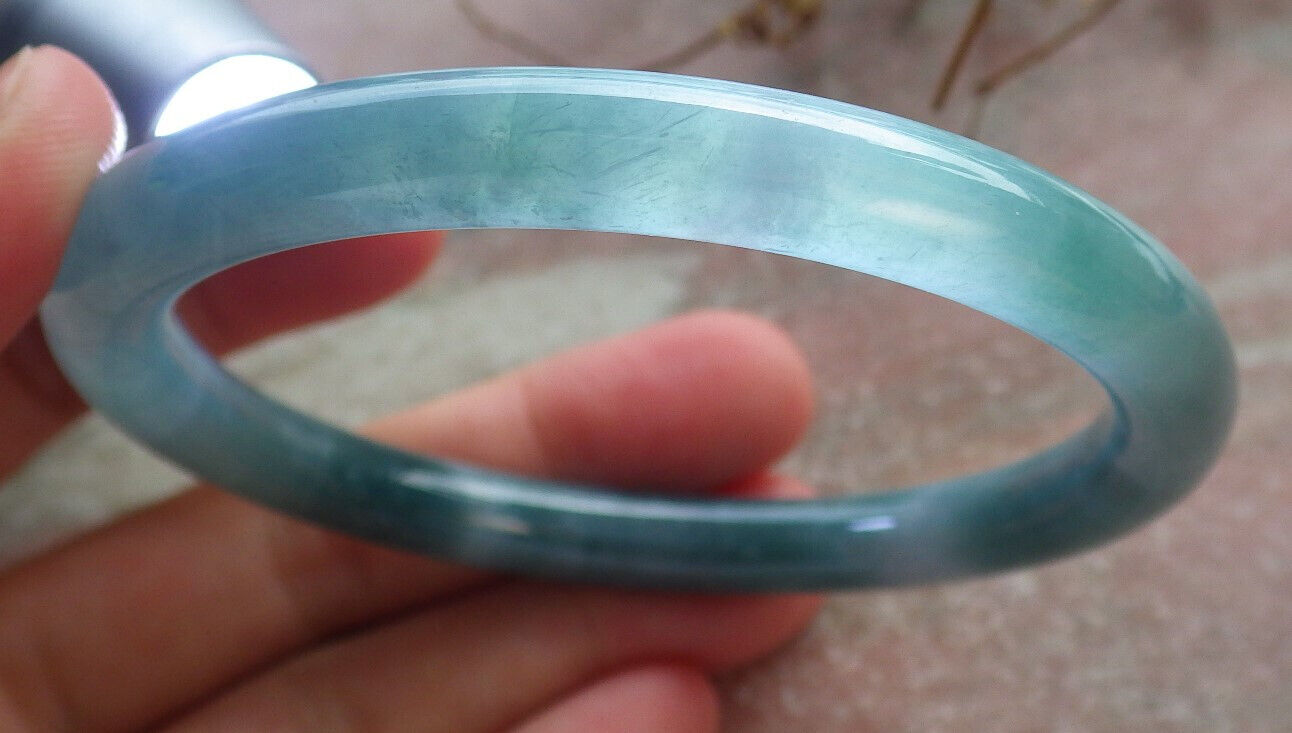 Certified Icy Green Burma 100% Natural A JADE Jadeite Circle Bangle Bracelet 58 mm 手镯 634341  TN