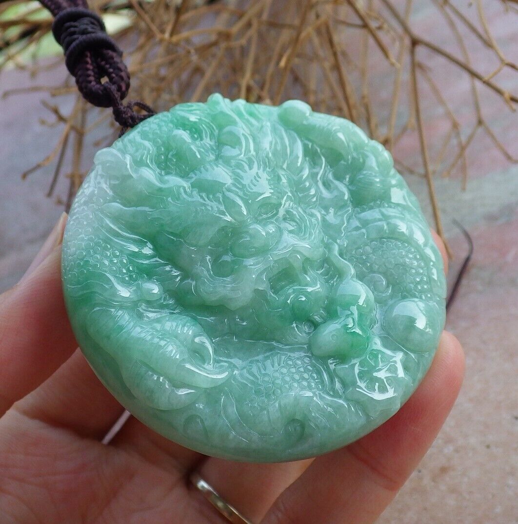 Certified Green 100% Natural A Jade jadeite Pendant Dragon Bead Mouse Rat Necklace 望子成龙 521087  TN