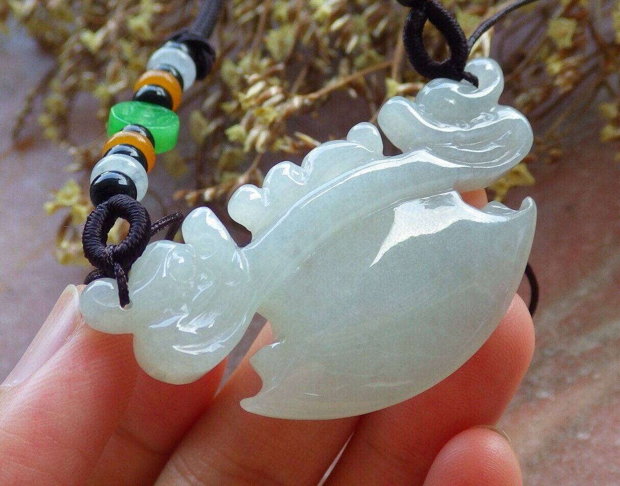 Certified Pale Lavender Green 100% Natural A Jade jadeite Pendant Dragon Axe Necklace 龙斧头 530012  TN