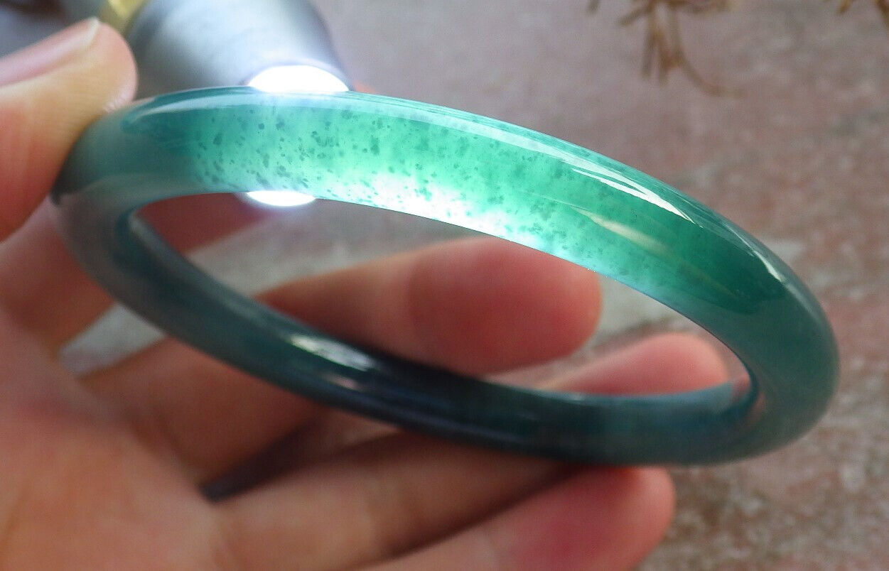 Certified Icy Blue Water Green Burma 100% Natural A JADE Jadeite Circle Bangle Bracelet 57 mm 手镯 634182  TN