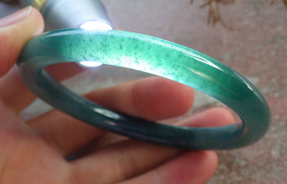 Certified Icy Blue Water Green Burma 100% Natural A JADE Jadeite Circle Bangle Bracelet 57 mm 手镯 634182  TN