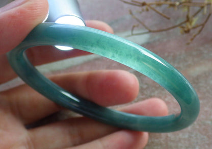 Certified Icy Blue Water Burma 100% Natural A JADE Jadeite Circle Bangle Bracelet 59 mm 手镯 633779  TN